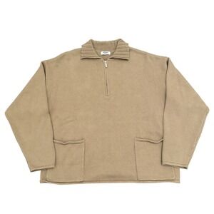 Rumored Weekender Tan Knit Quarter Zip Sweater Pockets Oversized Small Medium